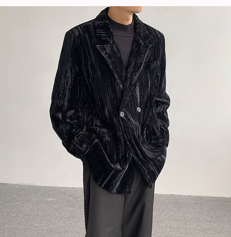 Herrenbekleidung Samt-Anzugjacke, weiter, schultergepolsterter Anzug für Herren_voghion.com