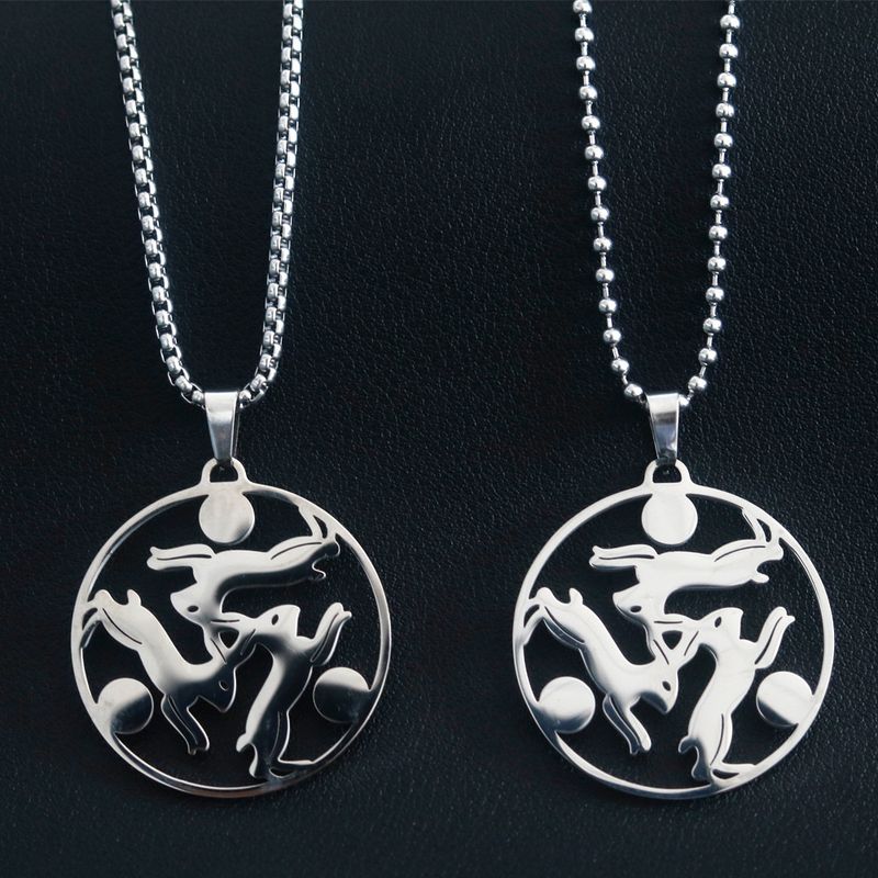 Druid Talisman Celtic Animal Pendant Three Hares Stainless Steel Totem Necklace Easter_voghion.com