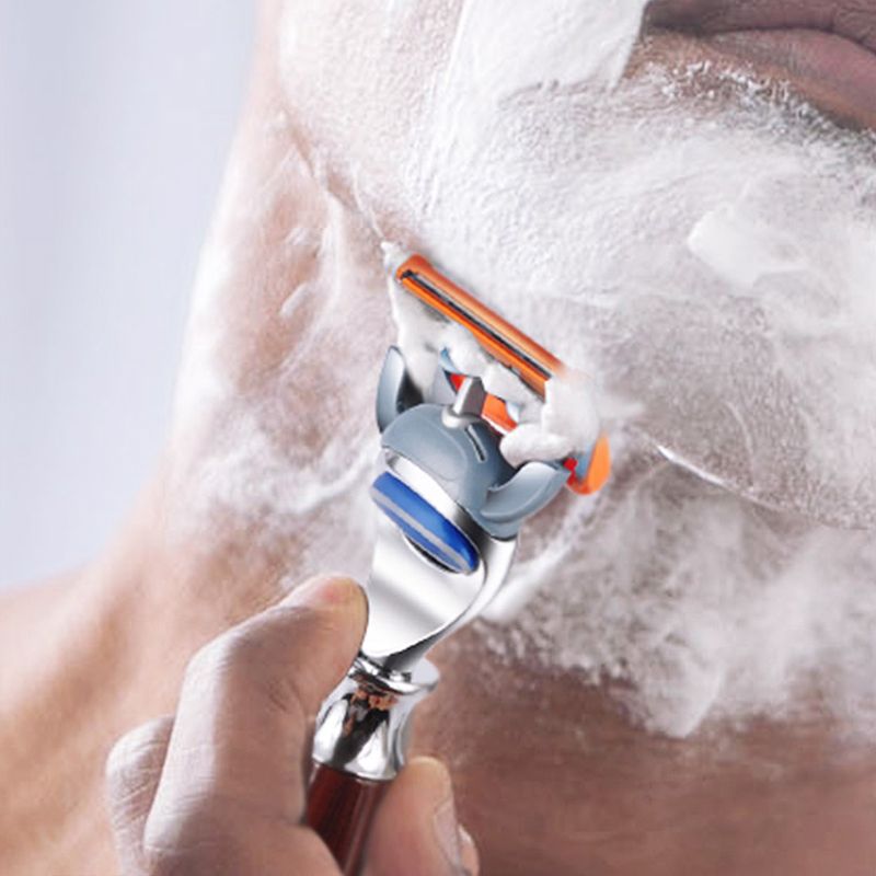 Men's Wood Razor Shaving Holder Barber Hair Beard Shave Manual Razor Handle Compatible with Fusion 5 Layers Razor Blades_voghion.com