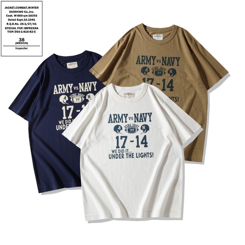 OKONKWO ARMY&NAVY biezs T-krekls, 210 g, vīriešu regbija apaļa kakla izgriezuma krekls ar īsām piedurknēm_voghion.com