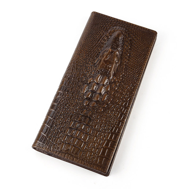 Miesten vintage-lohikäärme aitoa nahkalompakko Ruskea lehmännahkainen pitkä bifold Ketjulompakko puhelintaskulla muotipitkä_voghion.com