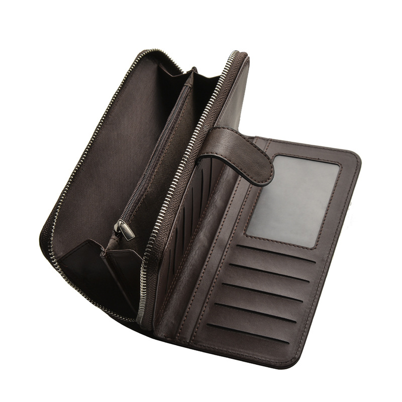 Cartera larga para hombre, bolso de mano multifuncional con hebilla para teléfono, muy popular_voghion.com