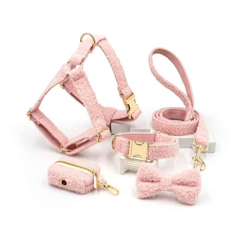 Fleece Leash Teddy Bear Small And Medium Special Walking Chain Dog Neck Collar_voghion.com