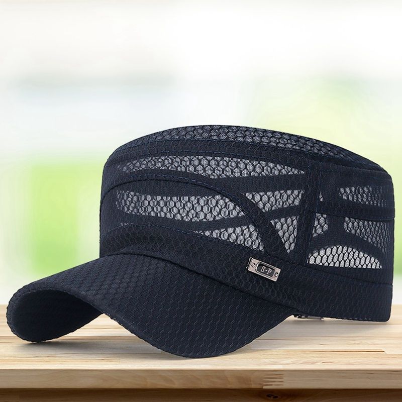 Männer Snapbacks Frauen Vintage Mesh Flat Top Armee Sonnenhut Sommer Outdoor Radfahren Visier Casual Sport Solide_voghion.com