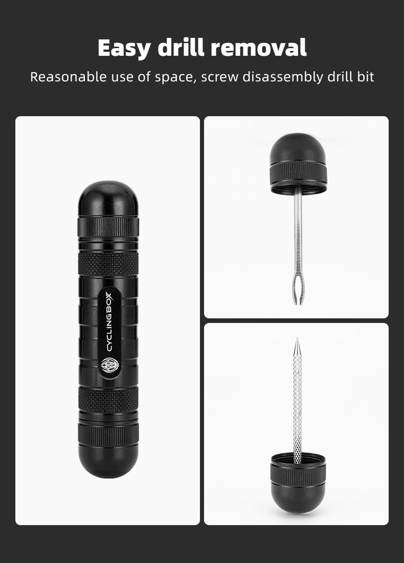 Tool bicycle aluminum alloy integrated storage portable vacuum tire repair rubber strip set_voghion.com