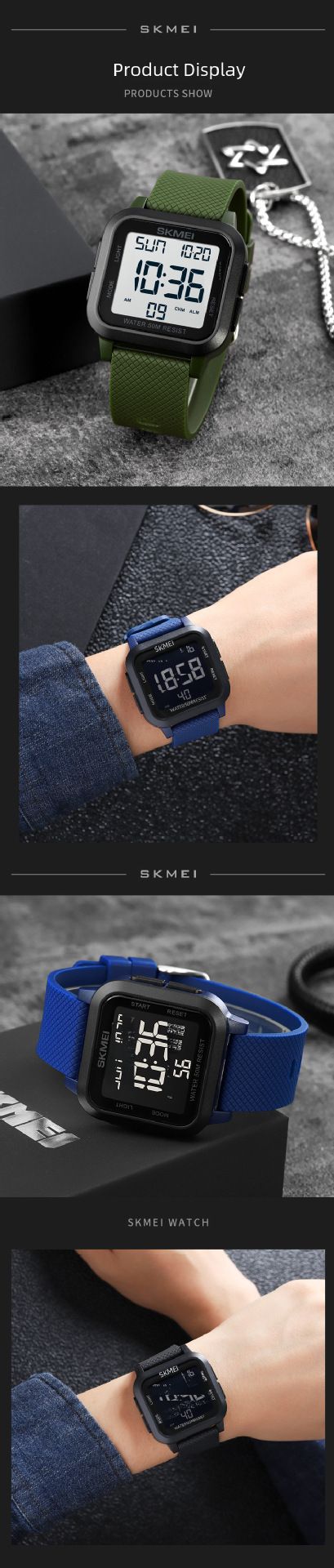 Meeste ja naiste spordikellade veekindel tudengitrend õhuke, lihtne ja multifunktsionaalne helendav elektrooniline käekell_voghion.com