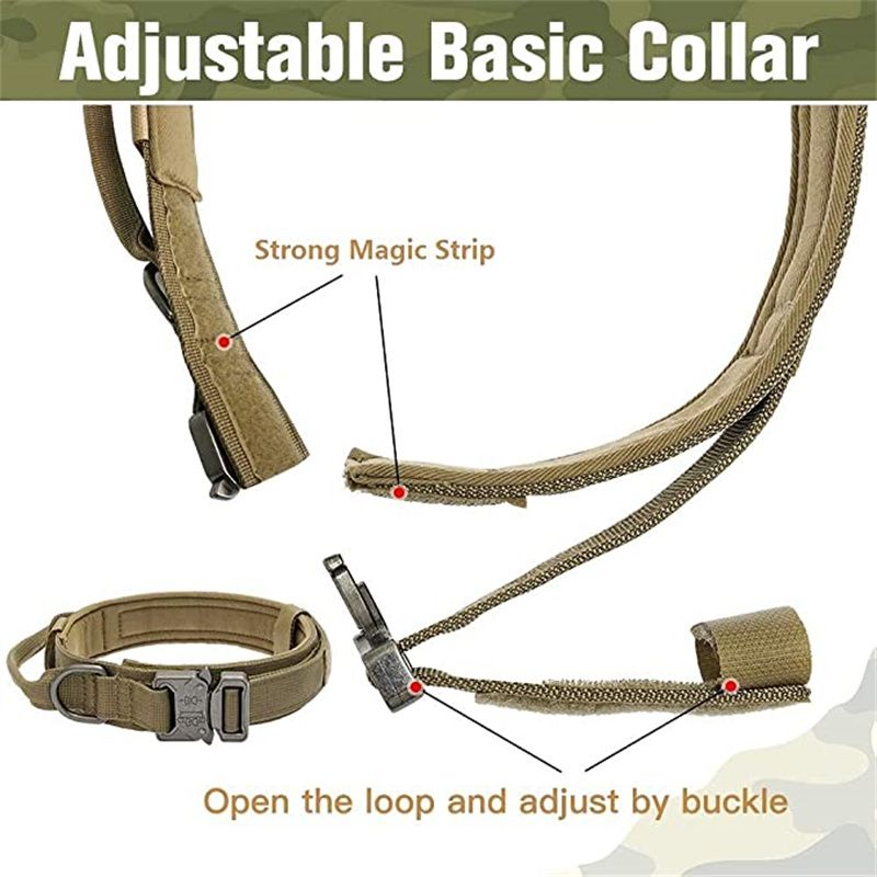 1 Stéck Haltbaren Takteschen Hondshalsband a Leesch Verstellbar Militär Hausdéierhalsband Leesch Mëttelgrouss Hond Däitsche Schäferhund Trainingsaccessoiren_voghion.com