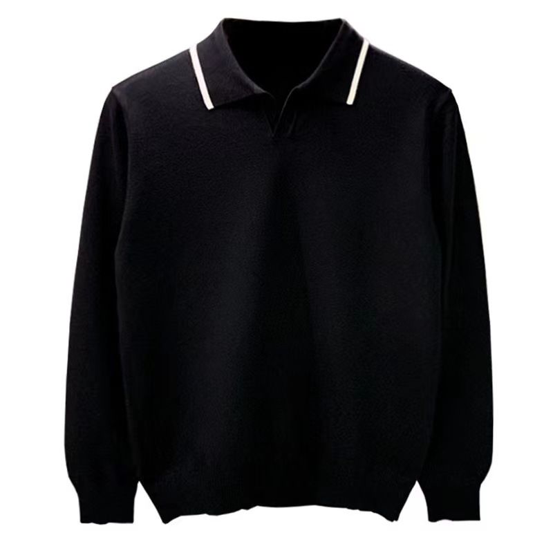 Minimally Casual Men's Clothing High-end Feel Rugged Handsome Style. Knitted Sweater For Autumn, Top With A Collar And_voghion.com