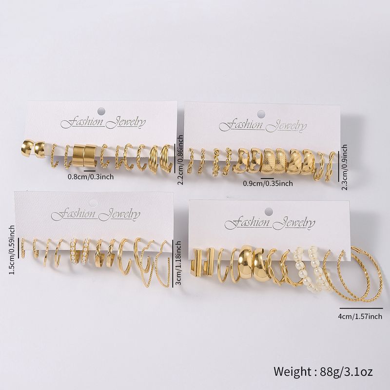 Ensemble de boucles d'oreilles pour femmes de forme géométrique, plusieurs pièces, créoles unies exagérées_voghion.com