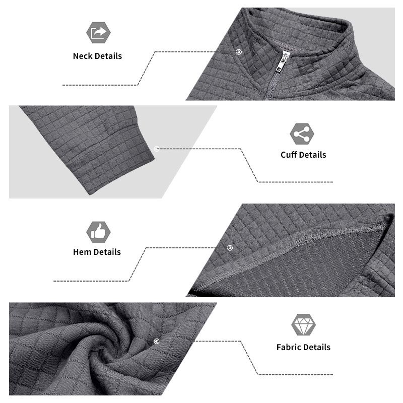 Men's Casual Pullover Sweatshirt With Jacquard Design, Stand Collar & Half-Zip, Loose Fit, Autumn/Winter Essential_voghion.com