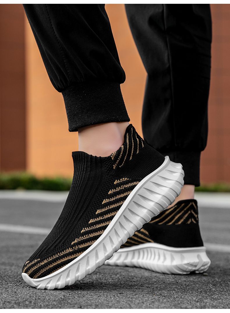 Green Platform Knit Sneakers Men Women Trainers Breathable Socks Men's Running Shoes Comfortable Slip-on Women's Sports Shoes_voghion.com