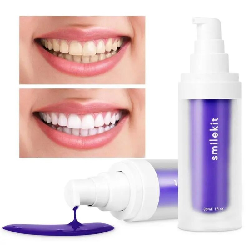 V34 Purple Whitening Tooth Paste Čistí ústa Svěží dech Odstraňuje žluté skvrny Chrání zuby White Dekontaminační péče 2023_voghion.com