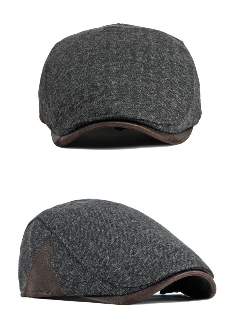 Mode Automne Béret Hommes Rétro Gavroche Ivy Plat Chevrons Bec De Canard Chapeau Peintre Réglable Gatsby Conduite Cabbie Casquette_voghion.com