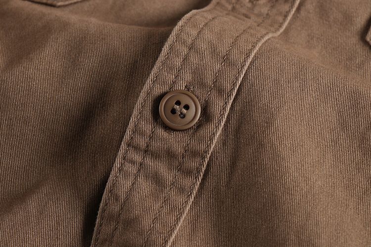 Herrenbekleidung, Arbeitskleidung, Hemdjacke mit mehreren Taschen, schlicht, verwaschen, im Used-Look, vielseitiges Langarmhemd, lässige Oberteile_voghion.com