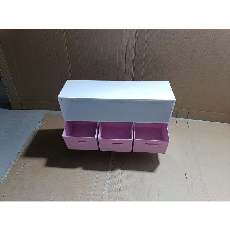 White Bookcase Collapsible Cabinet Drawers Display Book With 's Storage Fabric Pink Toy Organizer_voghion.com