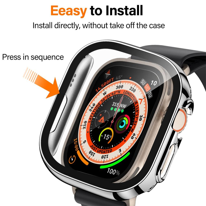 Ochraniacz ekranu do Apple Watch Ultra Case 49mm akcesoria prosta osłona krawędzi + seria szklana 8 SE 7 6 5 4 45mm 41mm 44mm 40mm_voghion.com