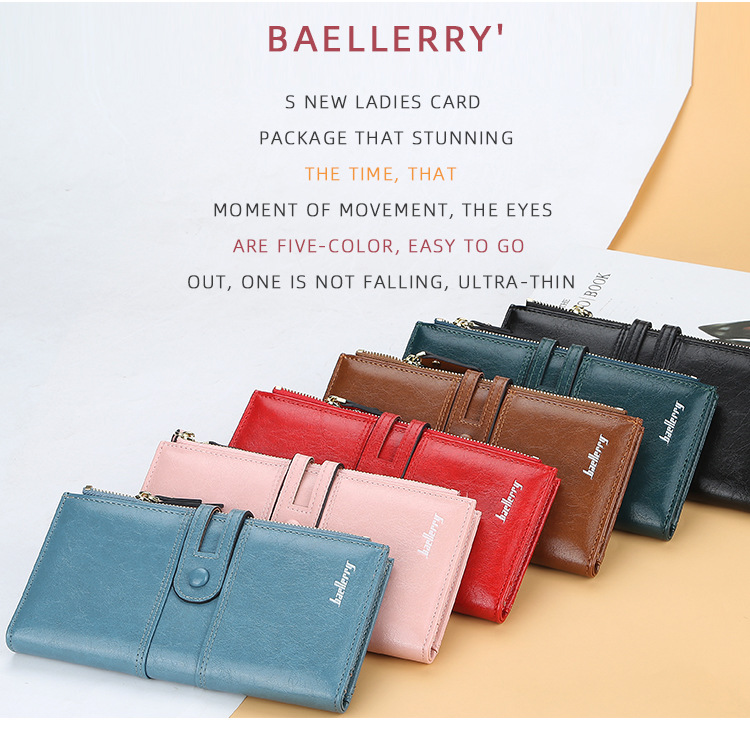 Wallet Women's Long Korean Edition Large Capacity Buckle Zipper Handheld Bag Fashionable Multi Card Wallet_voghion.com