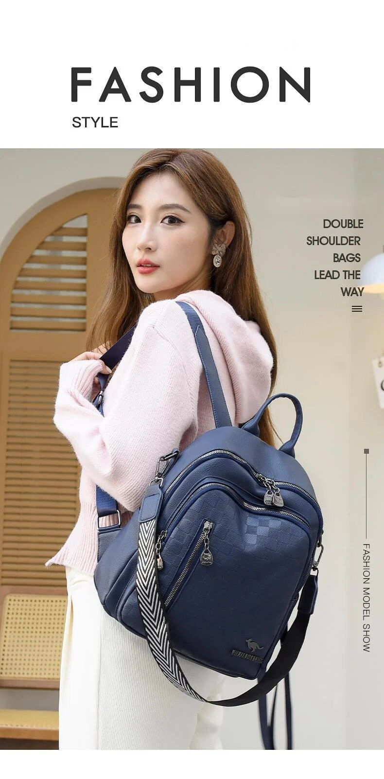 2023 New Women's Shoulder Bag Trendy and Popular on The Internet, Large Capacity Fashion Backpack Three Purpose Backpack_voghion.com