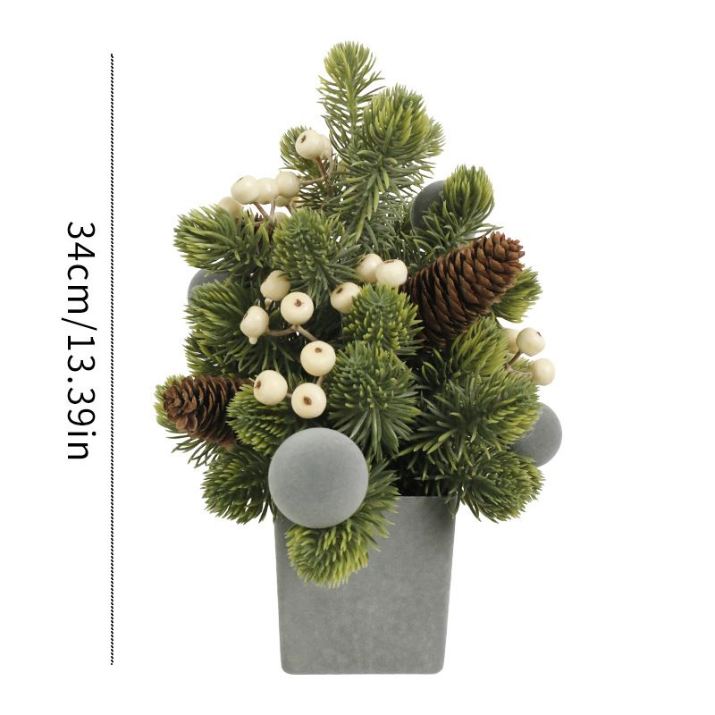 Christmas Decorations, Exquisite PE Nobeson Ins Tabletop Flocking Ball Red Fruit Mini Christmas Tree_voghion.com