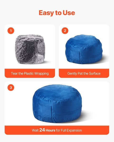 Bean Bag Chair, 3 Feet Round Bean Bag Chair With Removable And Washable Cover, 25D Memory Foam Filled With Soft And Smooth Dutch Velvet, Bean Bag F_voghion.com