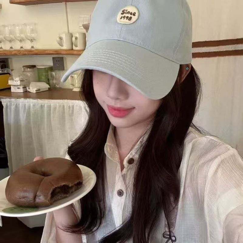 women's Baseball Cap, Sun Hat, Round Logo Wide-brimmed, Thin Face, Big Head Circumference, Korean Style_voghion.com