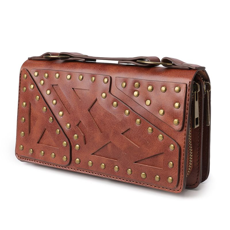 Lange Geldbörse für Damen im Punk-Stil – Clutch mit Doppelreißverschluss, modische Handtasche aus PU-Leder für den täglichen Gebrauch und perfekte Geschenkidee_voghion.com