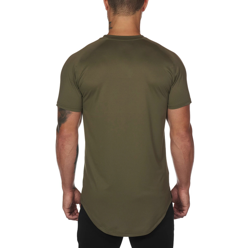Muscle Brother Round Neck Sports Fitness T-shirt For Men's Breathable Sweatwicking Training Casual Solid Short Sleeves_voghion.com
