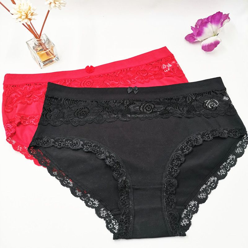 Cotton Lace Seamless Women's Underwear Large Size All Cotton Triangle Belly Underwear Women's Sweat-Absorbing Breathable Mother Underwear_voghion.com