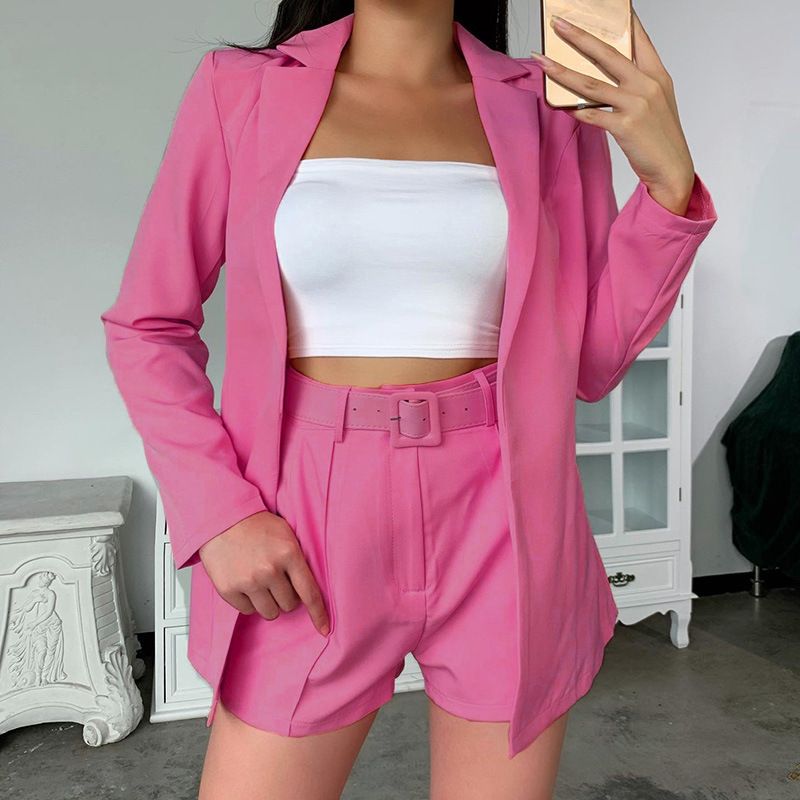 Blazer e tailleur da donna in tinta unita, nuovi in stile (con cintura)_voghion.com