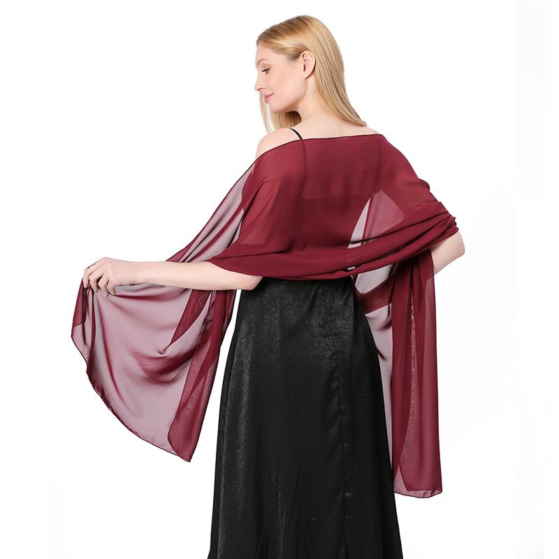 Scialle lungo in chiffon tinta unita di alta qualità per sposa, damigelle, abito da sposa, ballo di fine anno, cena, scialle da donna_voghion.com