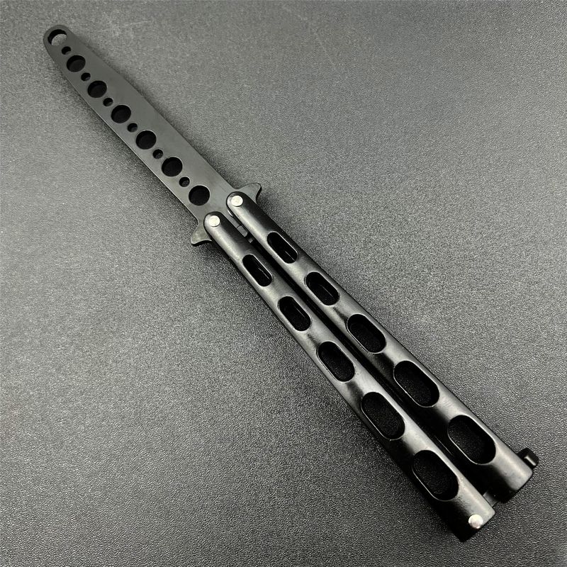 Unsharpened Thickened Butterfly Comb Folding Ornamental Throwing Seven-Hole Practice Knife_voghion.com
