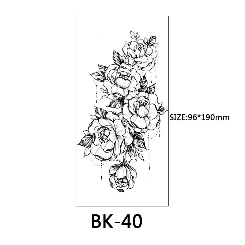 Adesivi esclusivi per tatuaggi con fiori a schizzo Adesivi per tatuaggi con fiori a schizzo Tatuaggio con fiori in bianco e nero_voghion.com