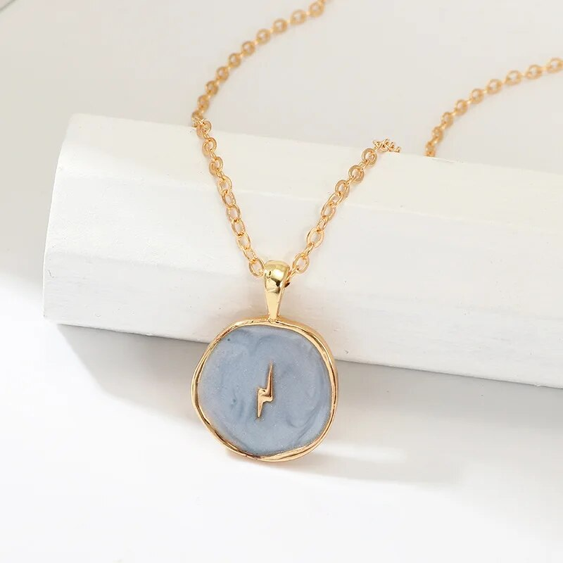 Collane con ciondolo a forma di fulmine con sterna e lune colorate per donne e ragazze, in smalto, alla moda, per feste e gioielli quotidiani, collana con catena alla moda_voghion.com