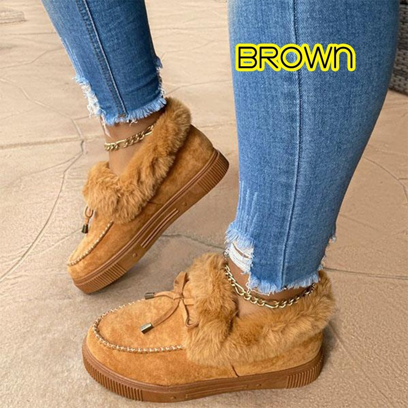 Damen Schneeschuhe für den Winter, runder Kopf, dicke Unterseite, gepolstert, verdickte warme Baumwollschuhe_voghion.com