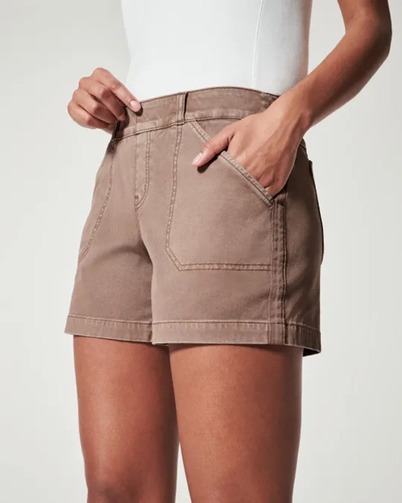 pantaloncini in denim retrò elasticizzati e sottili da donna_voghion.com