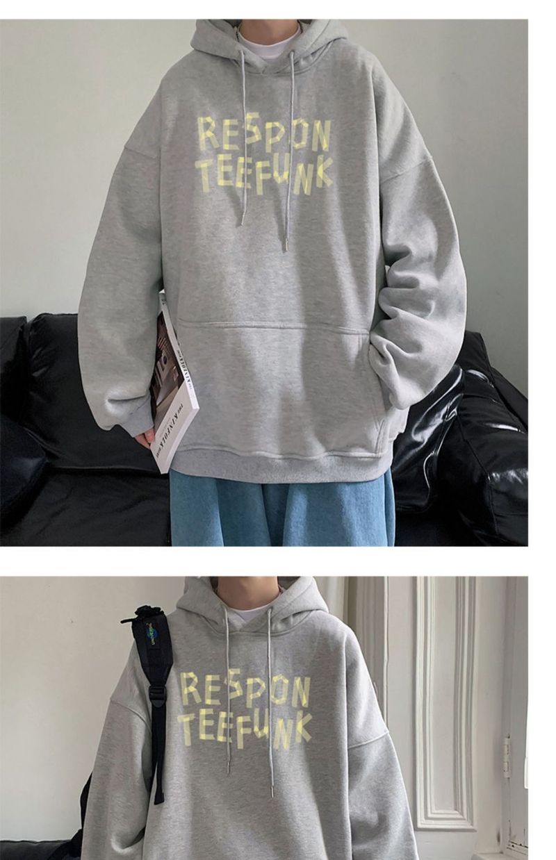 Men's loose and hoodie, trendy brand large for spring, autumn, winter, plus fleece jacket, size 12_voghion.com