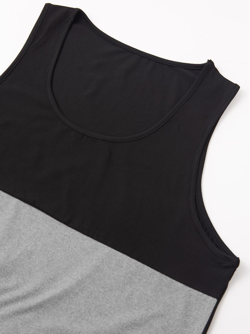 Chaleco deportivo holgado para hombre con costuras en contraste de colores para correr_voghion.com