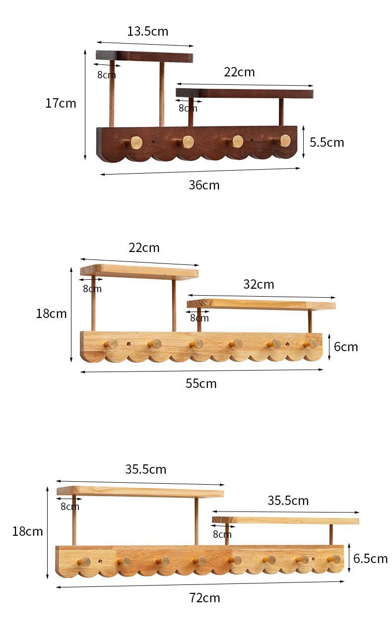 Solid Wood Entryway Door Entrance Hallway Coat Rack, Wall-Mounted Creative Clothes And Hat Hook, No Drilling Required_voghion.com