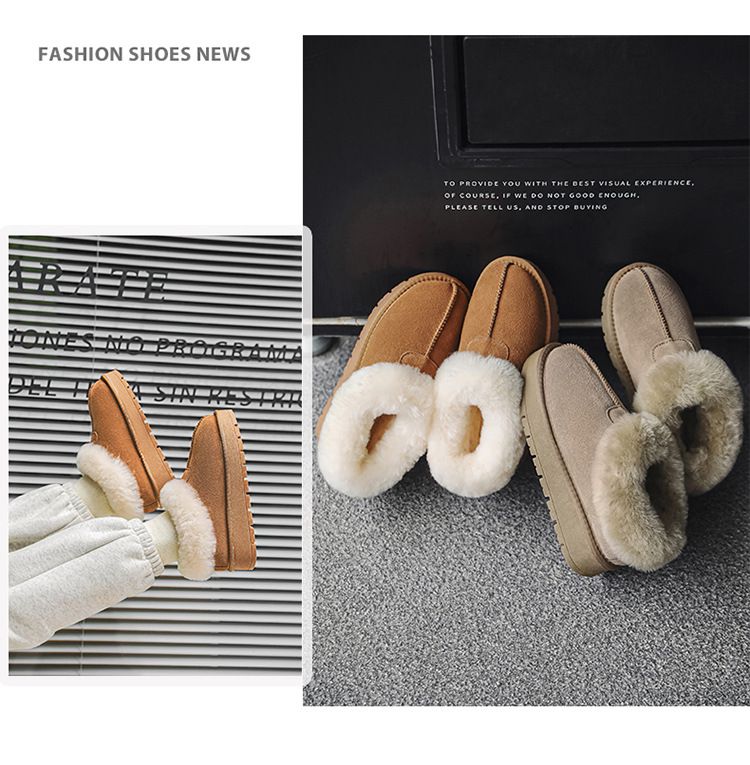 Snow boots female sheep fur in one winter with cashmere cotton shoes short tube bread shoes_voghion.com