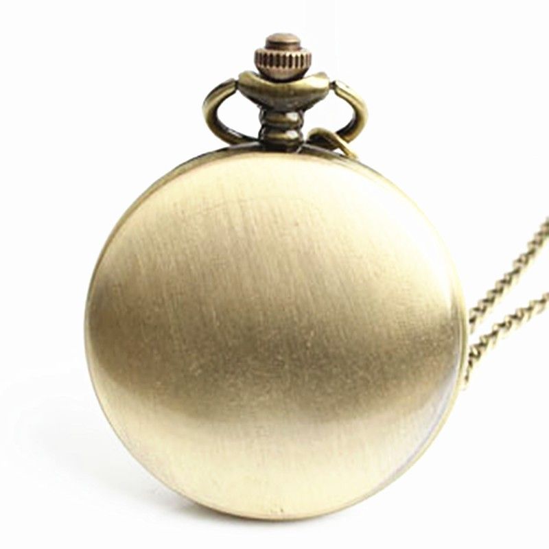 Smooth Surface Flip Cover Quartz Thick Chain Gold Pocket Watch_voghion.com