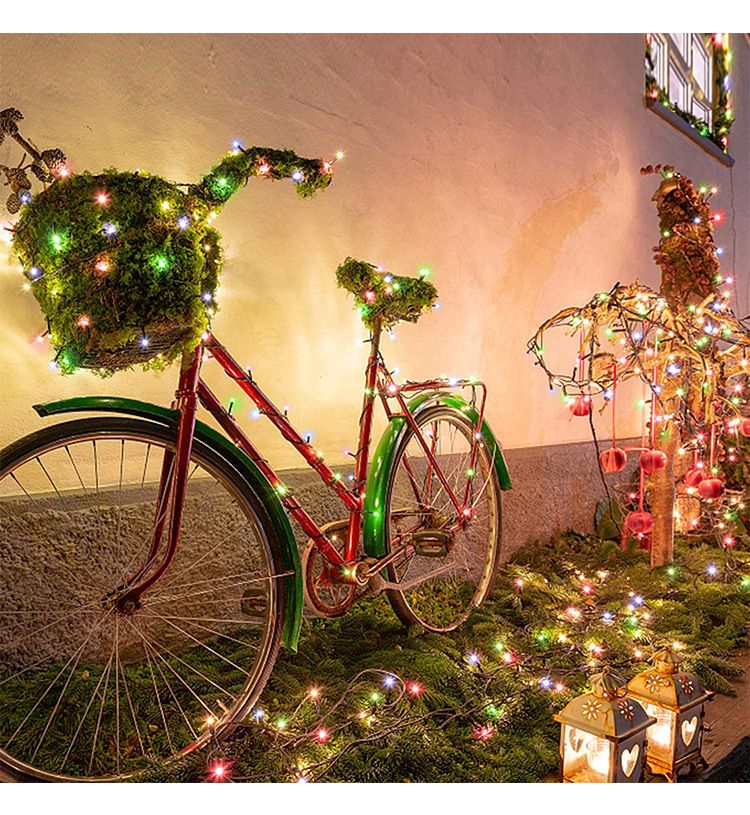 Christmas tree lights led small colored lights flashing lights string lights Christmas decoration plug in dark green wire outdoor waterproof lights_voghion.com