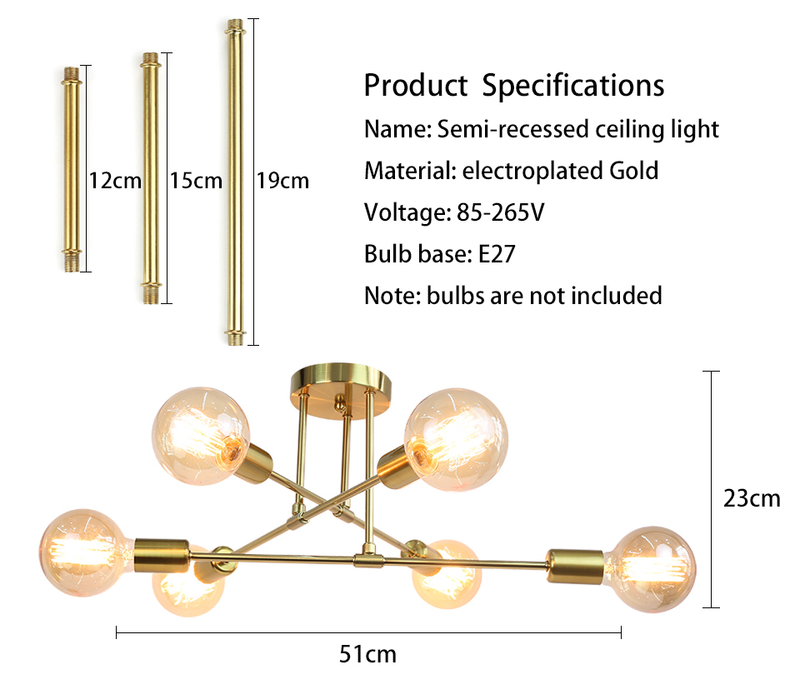 Moderne LED-Deckenleuchten, industriell, ohne Lichtquelle, Eisen, Schwarz/Gold, nordische minimalistische Heimdekoration, Wohnzimmer, Esszimmer, Deckenlampen_voghion.com
