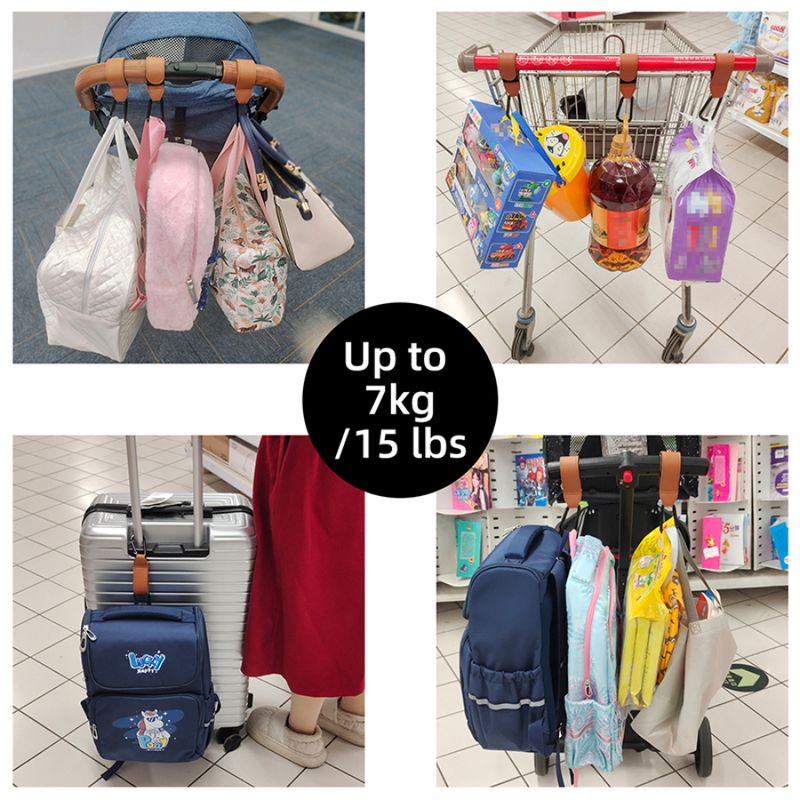 1/2 stücke Baby Kinderwagen Haken PU Leder Warenkorb Organizer Windel Tasche Aufhänger Klettern Schnalle Klett Haken Kind Kinderwagen Zubehör_voghion.com