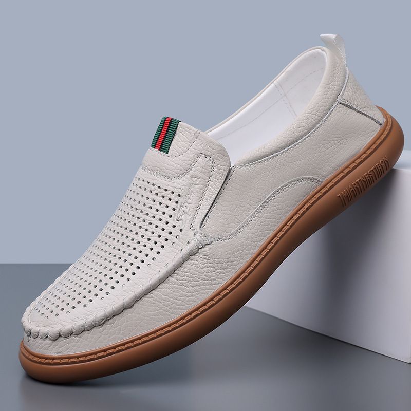 Euro Step 2025 Frühling Herbst Herren Oberschicht Rindsleder Freizeitschuhe Sohle Weich Hohl Atmungsaktiv Leder Sandalen 2326_voghion.com