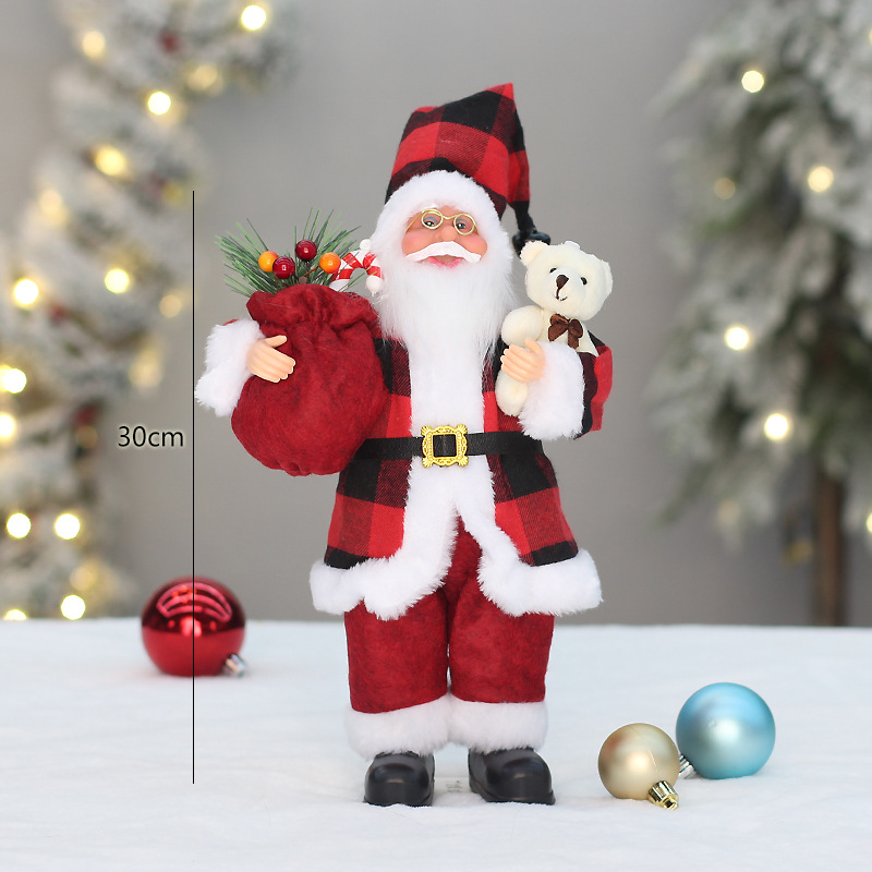 Poupée de noël pour vieil homme, fournitures de décoration de fenêtre, père noël debout, 30cm_voghion.com
