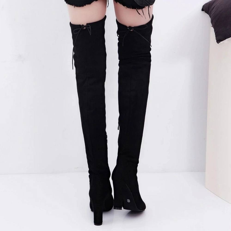 Fashion Over The Knee Women Boots Stretch Fabrics High Heel Slip On Shoes Pointed Toe Woman Long Boots Size Plus Size S015_voghion.com