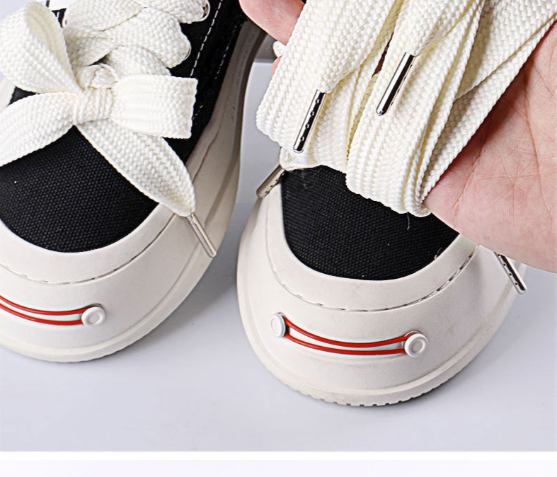 Accessori per scarpe lacci per scarpe smile lacci per scarpe pane ouder bianco beige 2cm lacci per scarpe piatti con testa in metallo corda un paio_voghion.com