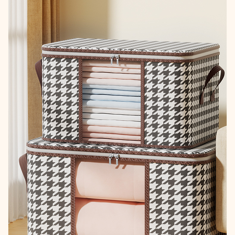 Funkcionalne torbe Houndstooth Torba za shranjevanje oblačil z ročajem Vidna prešita torba Večnamenska vrečka za prah Vreča za gospodinjsko premikanje_voghion.com