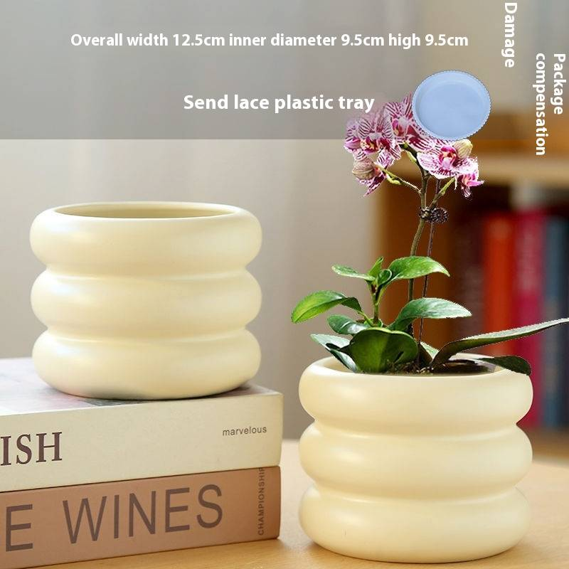 Keramik-Blumentopf mit Untertasse – Stilvolles Wohndekor für Sukkulentenpflanzen – Modernes und elegantes Design_voghion.com