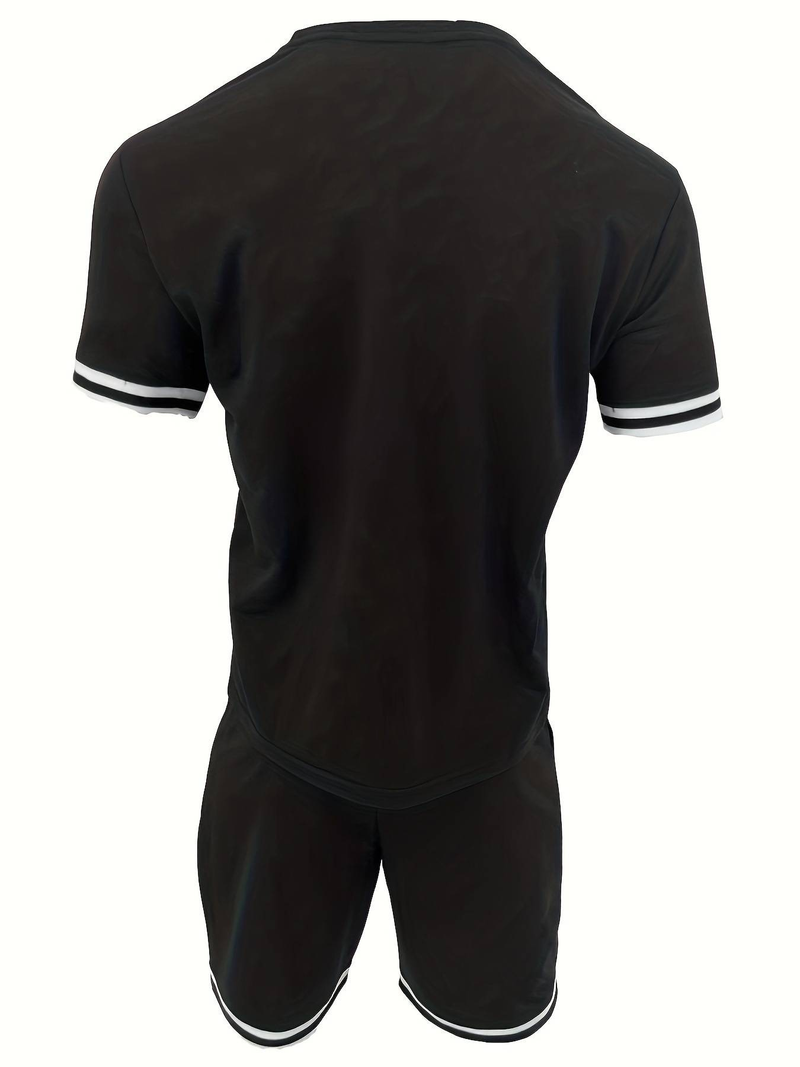 Ensemble deux pièces pour homme, t-shirt à manches courtes et col rond, style sportif et décontracté_voghion.com